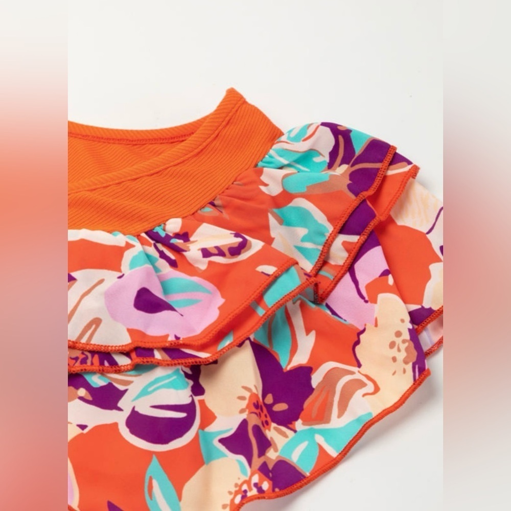 Vibrant Orange Ruffle Sleeve Top - Picture 9 of 16